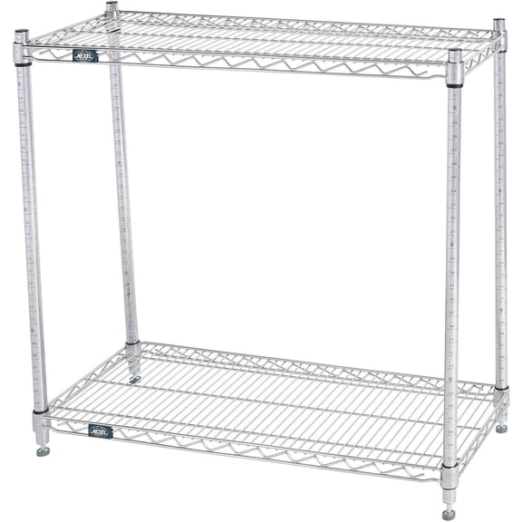 Nexel 2 Shelf Chrome ESD Wire Shelving Unit Starter 36""W x 14""D x 34""H