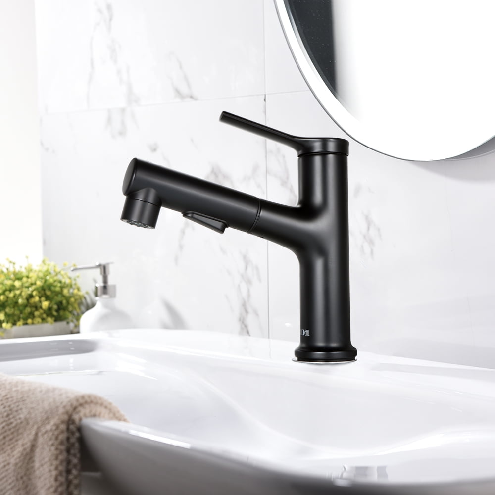 Decdeal Bathroom Sink Faucet With Pull Out Sprayer