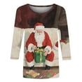 thumbnail image 5 of LEKWK Sequin Tops for Women Xmas Santa Crew Neck 3/4 Sleeve Tshirts Christmas Skirts for Women Funny Holiday Party Shirts for Women, 5 of 6