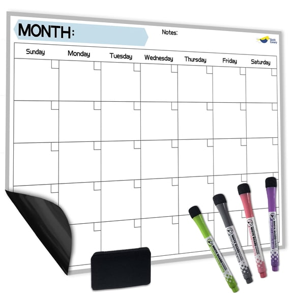 Calendario mensual magnético Quick Canary 43 x 30 cm tipo pizarra blanca