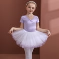 thumbnail image 6 of XBASW Toddler Kids Leotards Gymnastics for Girls Toddler Dance Tutu Dress with Bow Back Long/Short Sleeve Tutu Skirt Practice Clothing 3-11Y, 6 of 9