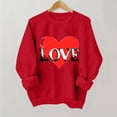 thumbnail image 2 of Valentine's Day!ibuvkizy Womens Sweatshirt Round Neck Fall Winter Valentines Day Cute Printed Sweatshirts Long Sleeved Tops Red,L, 2 of 3