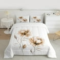 thumbnail image 2 of jejeloiu Rustic Flower Full Size Comforter Sets,Watercolor Ink Painting Bedding Comforter Set,White Brown Bedding Sets For Girls Kids,Microfiber Bedroom Decor Reversible,3-Piece, 2 of 8