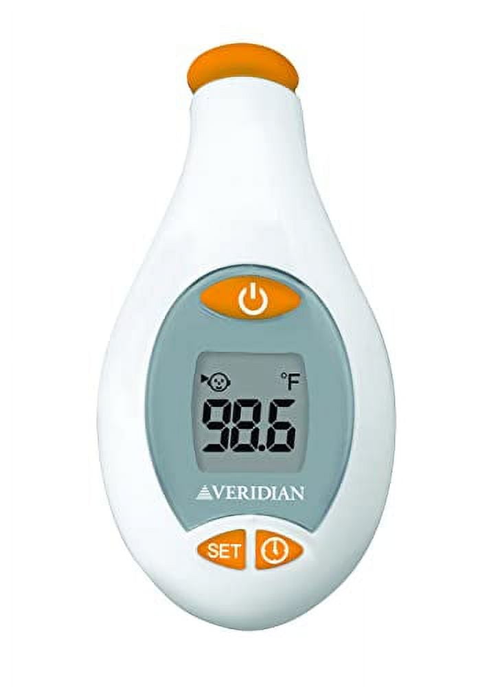 Veridian Healthcare Deluxe Temple Touch Thermometer | for Children & Adults | Accurate 4-Second Readout | No Probe Covers Required | Fahrenheit/Celsius Measurements | Batteries Included; 2 AAA