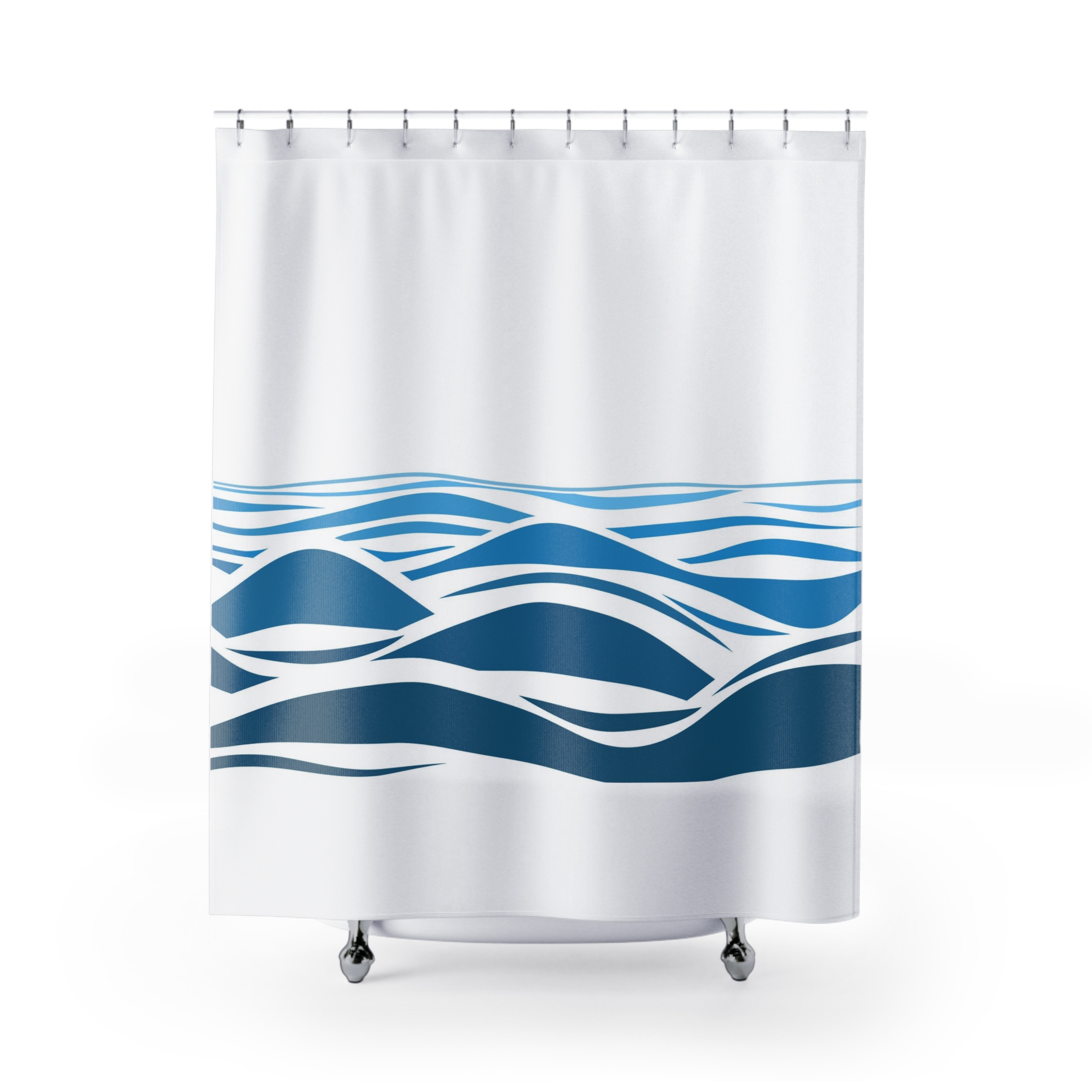 Ocean Wave Shower Curtain, Aesthetic Coastal Bathroom Decor