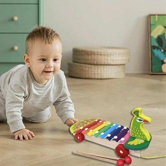 Pisexur Baby Toys Wooden Peacock Xylophone Pull Toy With Colorful Keys And Mallets Ideal For Early Musical Development In Children Aged 1 To 3 Years Baby Dolls,Car Toys for 3-5 Years Boys Girls