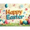 thumbnail image 4 of LUUFILx Easter Bunny Backdrop Banner Flower Eggs Decorations Spring Festival Celebration Party Supplies Floral Photography Props Background, 4 of 8
