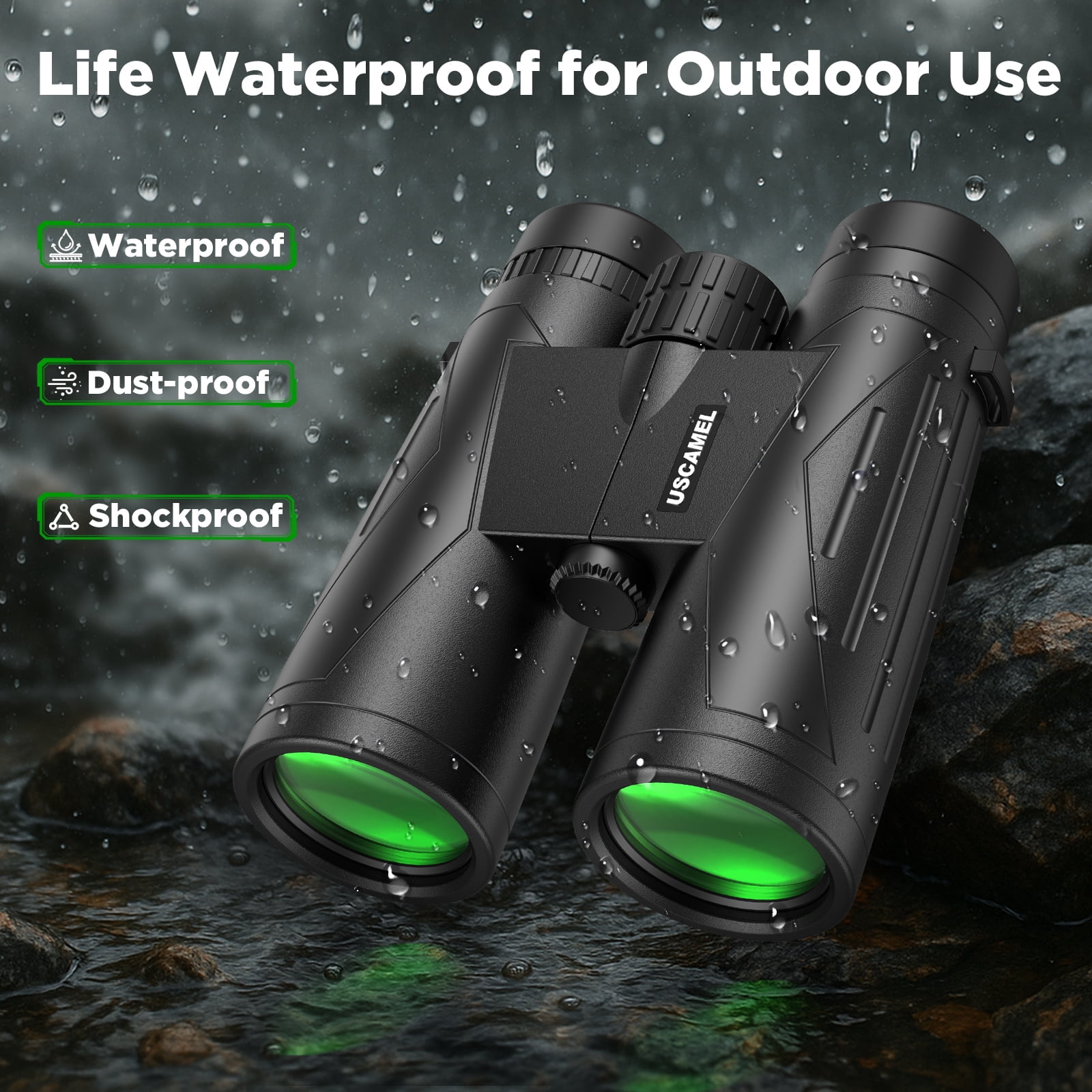 USCAMEL 12x42 Binoculars for Adults, HD FMC BAK4 Binoculars Waterproof Binoculars Low Light Vision for Hunting Bird Watching Travel Outdoor Sports Concerts