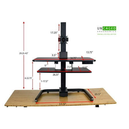 Electric Standing Desk Converter W Dual Monitor Universal Vesa