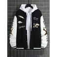 thumbnail image 2 of Caoirhny Men Baseball Jacket, Long Sleeve Button Closure Letters Bear Print Contrast Color Varsity Jacket Fall Casual Jacket, 2 of 4