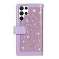 thumbnail image 3 of Feishell Sparkle Case For Samsung S23 Ultra, Women Wallet with Card Holder, Glitter Bling Flip PU Leather Magnetic Kickstand Zipper Purse Case Wrist Strap for Samsung Galaxy S23 Ultra, Purple, 3 of 9