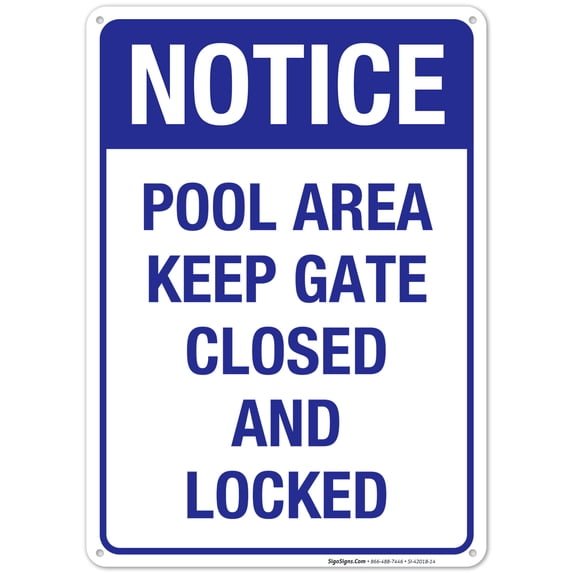 Pool Area Sign, Keep Gate Closed and Locked Sign, Pool Sign,