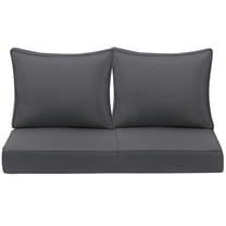 Naturoasis Outdoor Sofa Cushion Set of 2-Seater Patio Furniture, 24 x 24 Inch Waterproof Fade Resistant Deep Seat and Back Cushions with Removable Covers,Sofa, Charcoal Gray