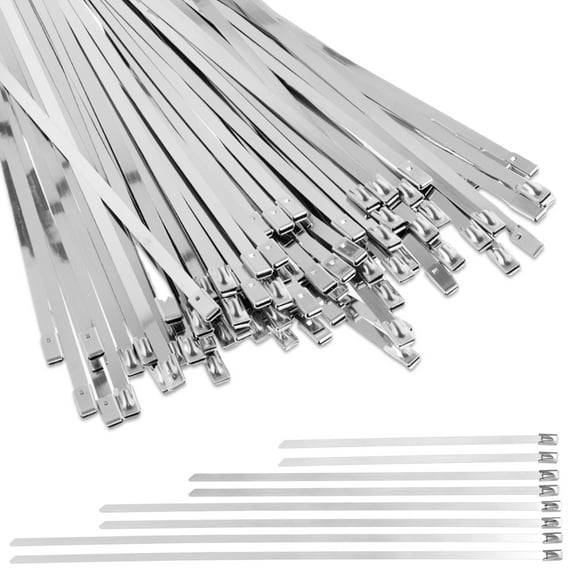 Ikoopy 180Pcs Stainless Steel Cable Ties Metal Rustproof Self Locking Cable Ties High Temperature Resistant Antioxidant for Outdoor Fixed Fence