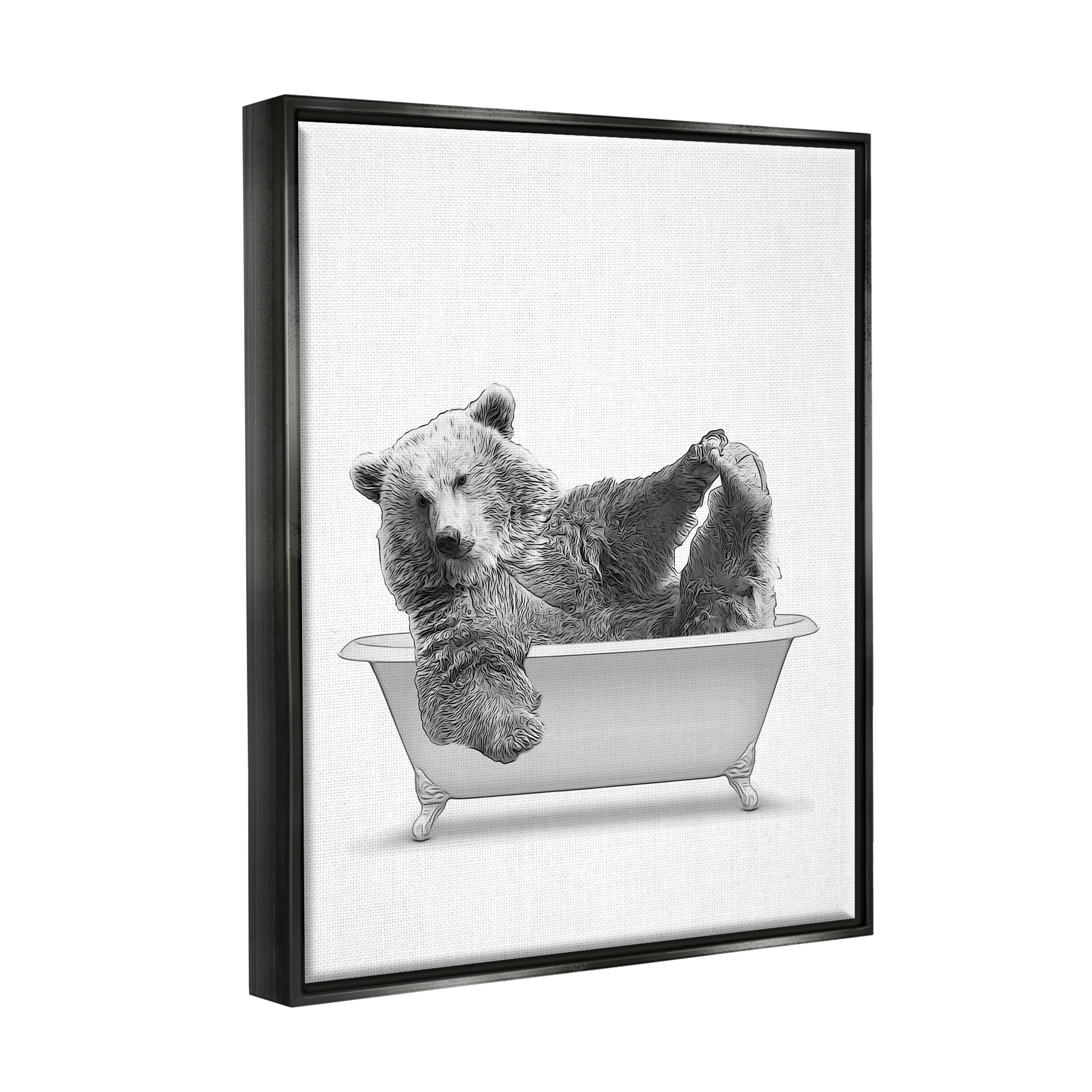 Stupell Industries Bear Playing In Bath Wildlife Animals & Insects Painting Black Floater Framed Art Print Wall Art