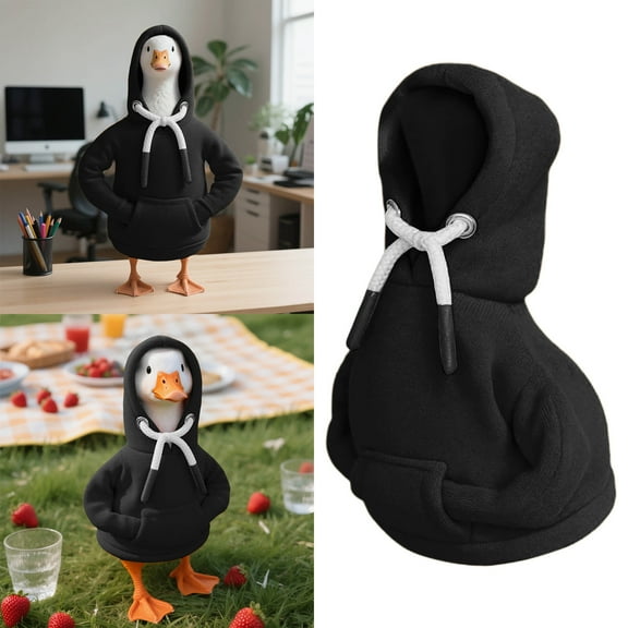 Desk Goose Outfits Hoodies Tabletop Goose Mini Porch Goose Black , 6x16cm