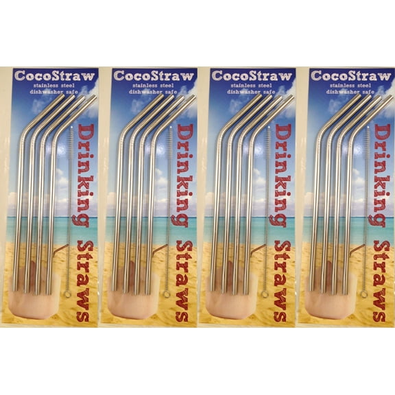 16qty Reusable Straws - Stainless Steel Drinking - Set of 16   4 Cleaners - Eco Friendly, SAFE, NON-TOXIC non-plastic