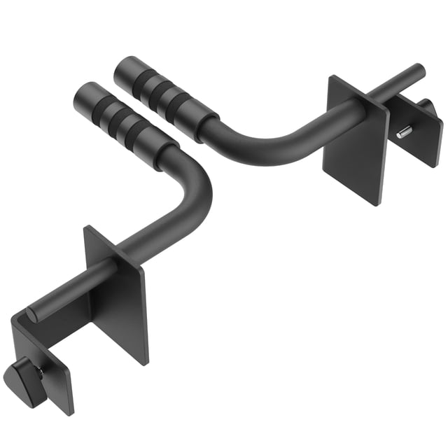 Synergee Dip Handles for 3x3 Power and Squat Racks, Dip Stand Fits Racks with 5/8" Holes. Rack-Mounted Dip Bar Attachment for Dips, Leg Raises, and Knee Tucks.