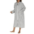 thumbnail image 4 of Zip Up Fleece Warm Bathrobes for Women Thick Sherpa Loungewear with Pockets Casual Winter Soft Bath Robes for Holiday Resort, 4 of 6