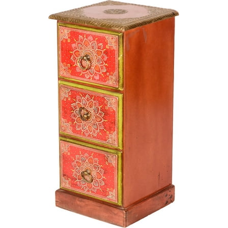 Painted 3 Drawer side chest in brass fitted