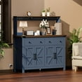 thumbnail image 4 of Winkalon Coffee Bar Cabinet with Hutch, 55" W Kitchen Buffet Sideboard Cabinet with 2 Drawers & USB Power Station, Blue, 4 of 9