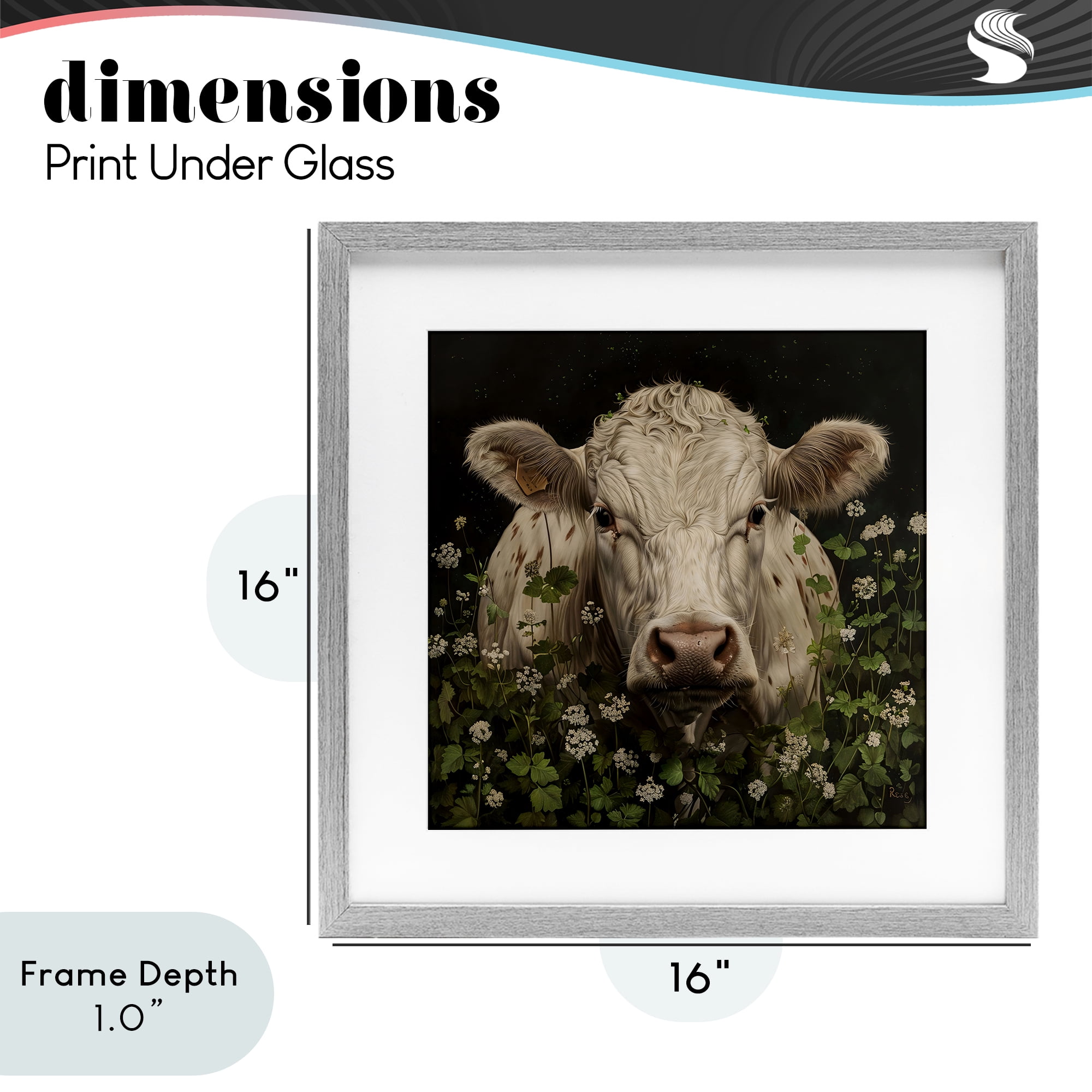 Stupell Industries Cow in the Green Meadow Gray Framed Print Under Glass, design by Creative Studio