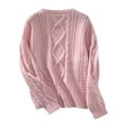 thumbnail image 6 of Fartey Women's Oversized Cable Knit Crewneck Sweaters Fall Winter Chunky Pullover Tops Loose Casual Solid Color Long Sleeve Sweater Pink XL, 6 of 9