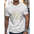 thumbnail image 5 of Men's T-Shirt ROCK ROLL STORNG Gold Bald Eagle Short Sleeve Casual Tee Classic Crew Neck T-Shirt for Men, White M, 5 of 7
