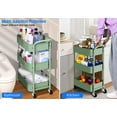 MISSLO 3 Tier Metal Rolling Cart with Lockable Wheels & Handle for