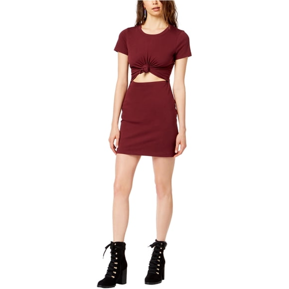 Socialite Womens Tie-Front Cutout Bodycon Dress, Rojo, Small
