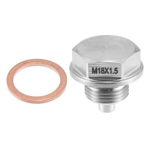 Unique Bargains Vehicle Engine Magnetic Oil Drain Plug M18x1.5 Stainless Steel with Copper Washer