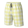 thumbnail image 4 of Salouo Lemon Yellow Checkboard Pattern Swim Trunks for Men,Men's Hawaiian Bathing Suit Swimsuits Quick Dry Swimming Board Shorts Beach Shorts with Pockets-Large, 4 of 6