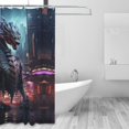 thumbnail image 2 of Shower Curtain, Urban Mechanical Dragon Waterproof Fabric Plastic Shower Curtain, Drying Fast Bathroom Curtain with 9 Buttonholes, Ruffle Shower Curtain 60x72in, 2 of 8