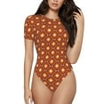 thumbnail image 2 of Uemuo 60s and 70s Aesthetic Pattern Women's One Piece Short Sleeve Swimsuit Rash Guard Surfing Modest Quick-drying Swimsuit Beach Essentials-Medium, 2 of 9