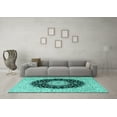 thumbnail image 3 of Ahgly Company Indoor Rectangle Medallion Turquoise Blue Traditional Area Rugs, 7' x 9', 3 of 4