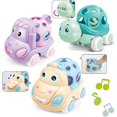 thumbnail image 1 of Coche con sonajero y ruedas para niños pequeños, juguete para empujar y andar con sonajero de goma suave, 3 piezas, vehículo impulsado por fricción, regalo de aprendizaje infantil, 1 of 4