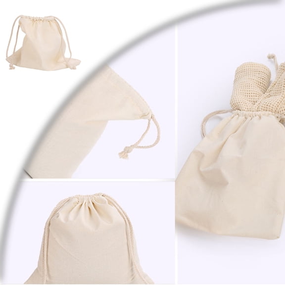 Cotton Drawstring Bag, Cotton Canvas Drawstring Backpack Foldable Sports Gym Bag for Women Men Gym Sports Trip