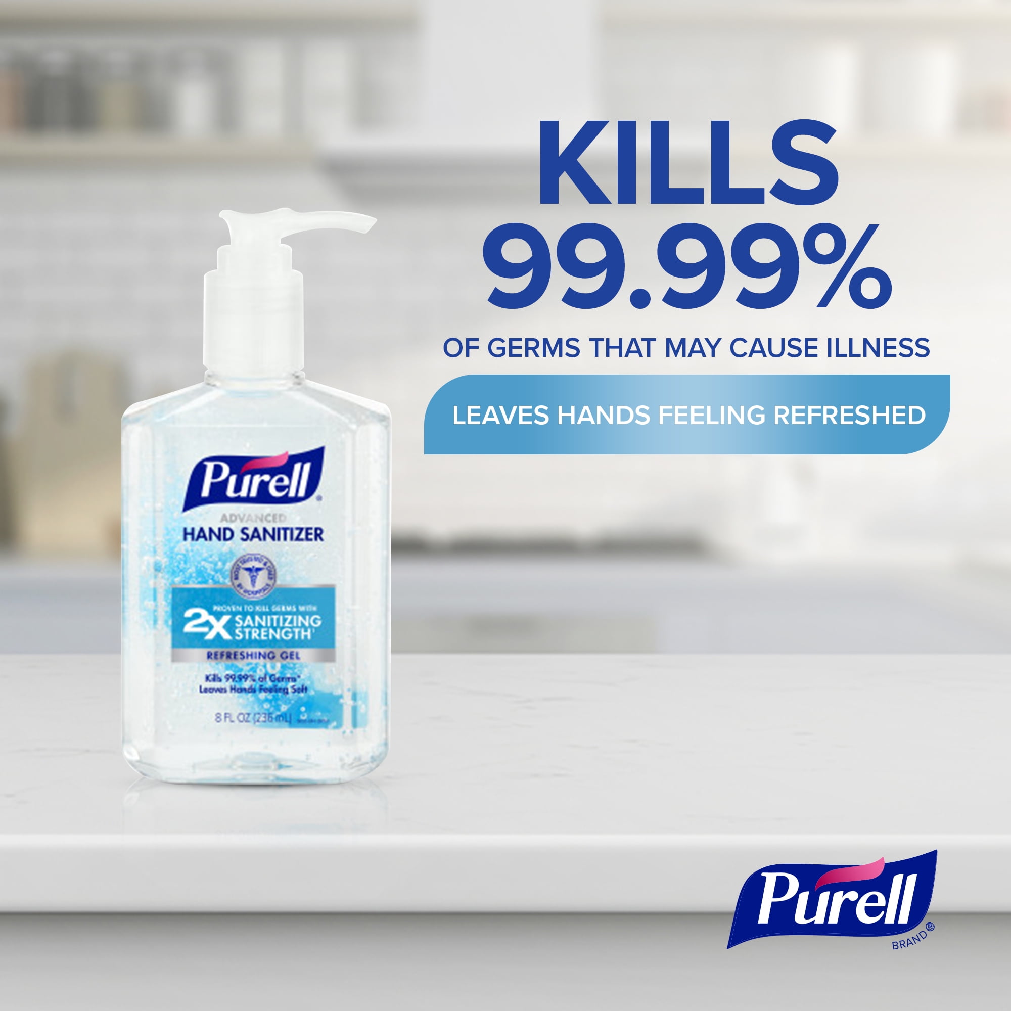 (6 pack) Purell Advanced Hand Sanitizer Refreshing Gel, 8 oz Pump Bottle
