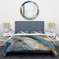 thumbnail image 3 of Designart "Marble Dreams Blue And White Vision" Abstract Bedding Covert Set - Modern Blue Transitional Bed Set With 2 Shams, 3 of 6