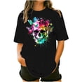 thumbnail image 2 of Inverlee Plus Size Short Sleeve Tops for Women Fashion Skull Print Round Neck Tees Casual Comfy Loose Fit T-shirts, 2 of 5