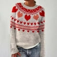 thumbnail image 2 of vigerkar Women's Boho Fair Isle Pattern Long Sleeve Crewneck Sweater Lightweight Cozy Fall Winter Knitwear Pullover Tops (Red, S), 2 of 4