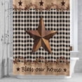 thumbnail image 3 of Country Stars Shower Curtain for Bathroom Decor, Bless Our Home Berries Black Plaid Farm Wood Grain Waterproof Fabric Shower Curtain, 72"x96" Set with 12 Hooks, 3 of 9