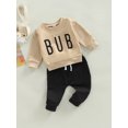 thumbnail image 3 of Cenuakty Infant Baby Boys 2 Pieces Outfit, Letter Print Round Neck Long Sleeve Sweatshirts Tops + Elastic Waist Long Pants Set, 3 of 8