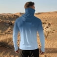 thumbnail image 6 of Men's Long Sleeve Sun Shirt with Hood and Mask, Ombre Color Block Design UPF 50+ Rash Guard, Lightweight Athletic Top Sky Blue L, 6 of 9