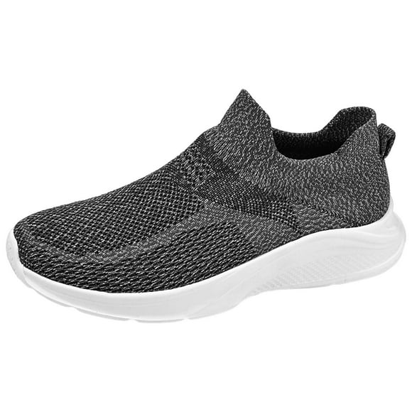 HBFAGFB Men Sports Shoes Comfortable Breathable Casual Shoes Lightweight Slip on Sneakers Grey Size 45