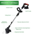 thumbnail image 2 of Cordless Weed Wacker Brush Cutter String Trimmer Electric Grass Trimmer 21V Lawn Trimmer Adjustable Handle Grass Cutter Machine w/Wheels 2 Battery 1.5Ah for Lawn Care, 2 of 12