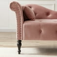 thumbnail image 3 of Miniyam Velvet Chaise Lounge, Tufted Accent Chaise Chair with Pillow for Living Room Bedroom, Pink, 3 of 7