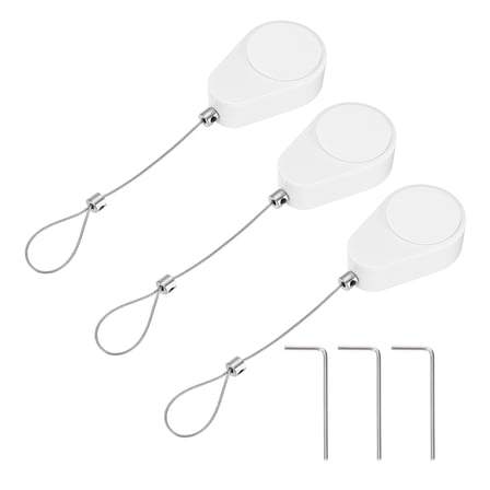 Uxcell 3.3ft (1M) Retractable Remote Control Cable Tether 5.29oz, 3PCS Remote Control Security Lanyard Lock Adjustable Locking Leash with Rope Locks for TV Phone Tablets Showroom, White