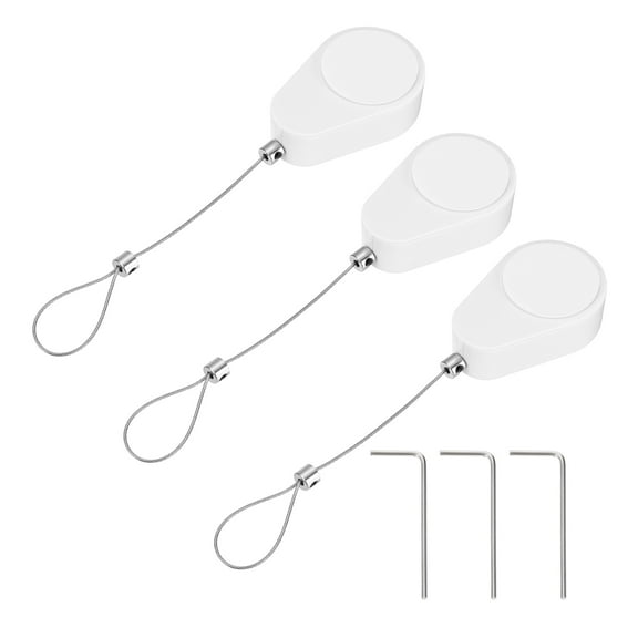Uxcell 3.3ft (1M) Retractable Remote Control Cable Tether 5.29oz, 3PCS Remote Control Security Lanyard Lock Adjustable Locking Leash with Rope Locks for TV Phone Tablets Showroom, White