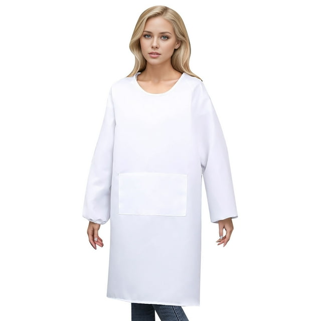 Unisex Kitchen Apron with Long Sleeves - Waterproof, Big Pockets, Adjustable Strap, Cooking/Baking/BBQ Apron
